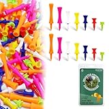 Amy Sport Golf Tees Step Down Plastic Unbreakable Reusable 50 Pack Mixed Color 2 3/4, 2 1/4, 2,1 3/4,1 1/2, 1 1/4 inch Bulk Height Control Castle Tee for Practice (50 Pack in Mixed Color)