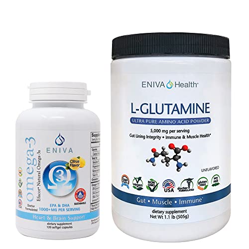 Eniva L-Glutamine Powder, 1.1-Pound And Omega-3 Fish Oil (60 Caps) #TOP26