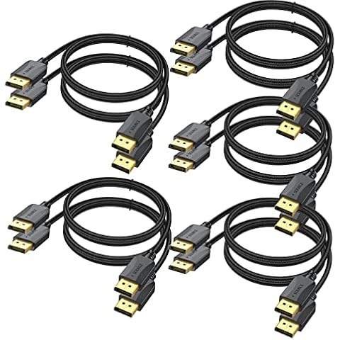 DisplayPort Cable 10-Pack, 6 Feet, Thin DP to DP 1.2 Cable Cord, [4K@60Hz, 2K@165Hz, 2K@144Hz] Display Port to Display Port Cable Braided for Computer, Laptop, Docking Station Monitor and More Cover