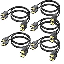 DisplayPort Cable 10-Pack, 6 Feet, Thin DP to DP Cord, [4K@60Hz, 2K@165Hz, 2K@144Hz,2K@120Hz] Display Port to Display Port Cable Braided for Computer, Laptop, Docking Station,Game Monitor and More