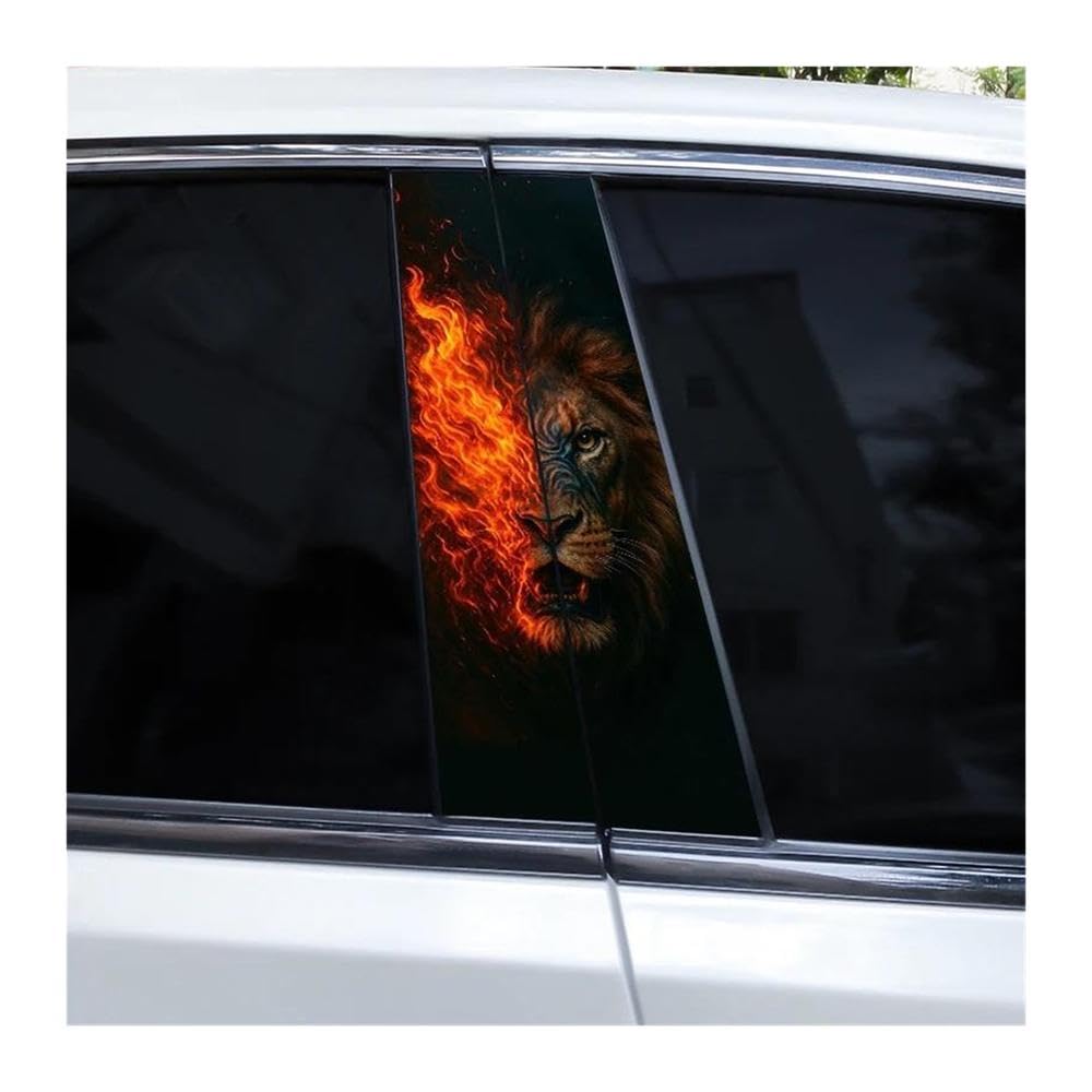 Decorative Items 1pair Animal Lion Car Door Pillar Sticker DIY Car B Pillar Vinyl Sticker(E)