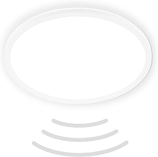 BRILONER - Lámpara de techo LED con detector de movimiento 3m de alcance IP44, color de luz blanco neutro, lámpara de baño, 42x3 cm, blanco