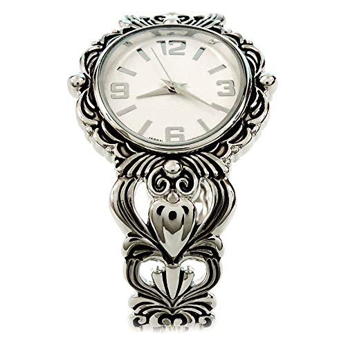 Stc STC06 Silver Metal Decorated Large Oval Face Women'S Bangle Cuff Watch thumb #2