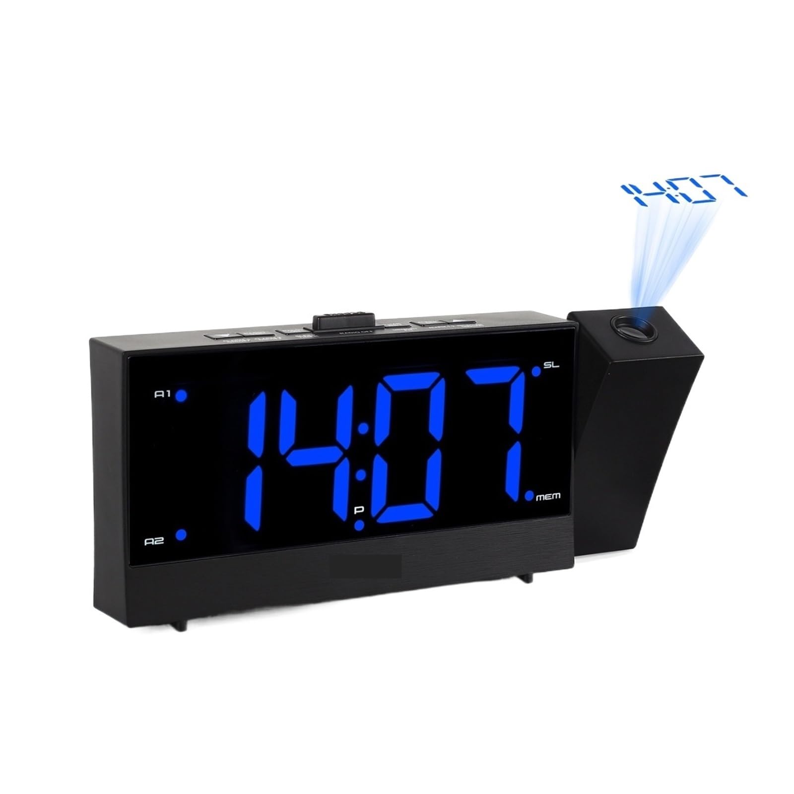 KOESRXNQW LED Digital Projection Alarm Clock Electronic With FM Radio Time Projector Bedroom Bedside Mute Clear Projection(Black)