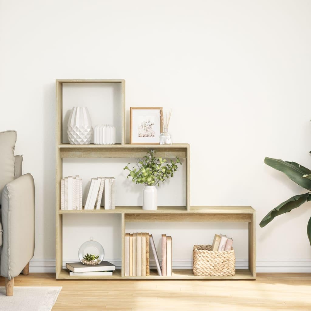 Generisch Raumteiler-Bücherregal 3 Stufen Sonoma-Eiche 123x29x123 cm,Möbel,Regalsysteme,Bücherregale Bücherschränke-857987