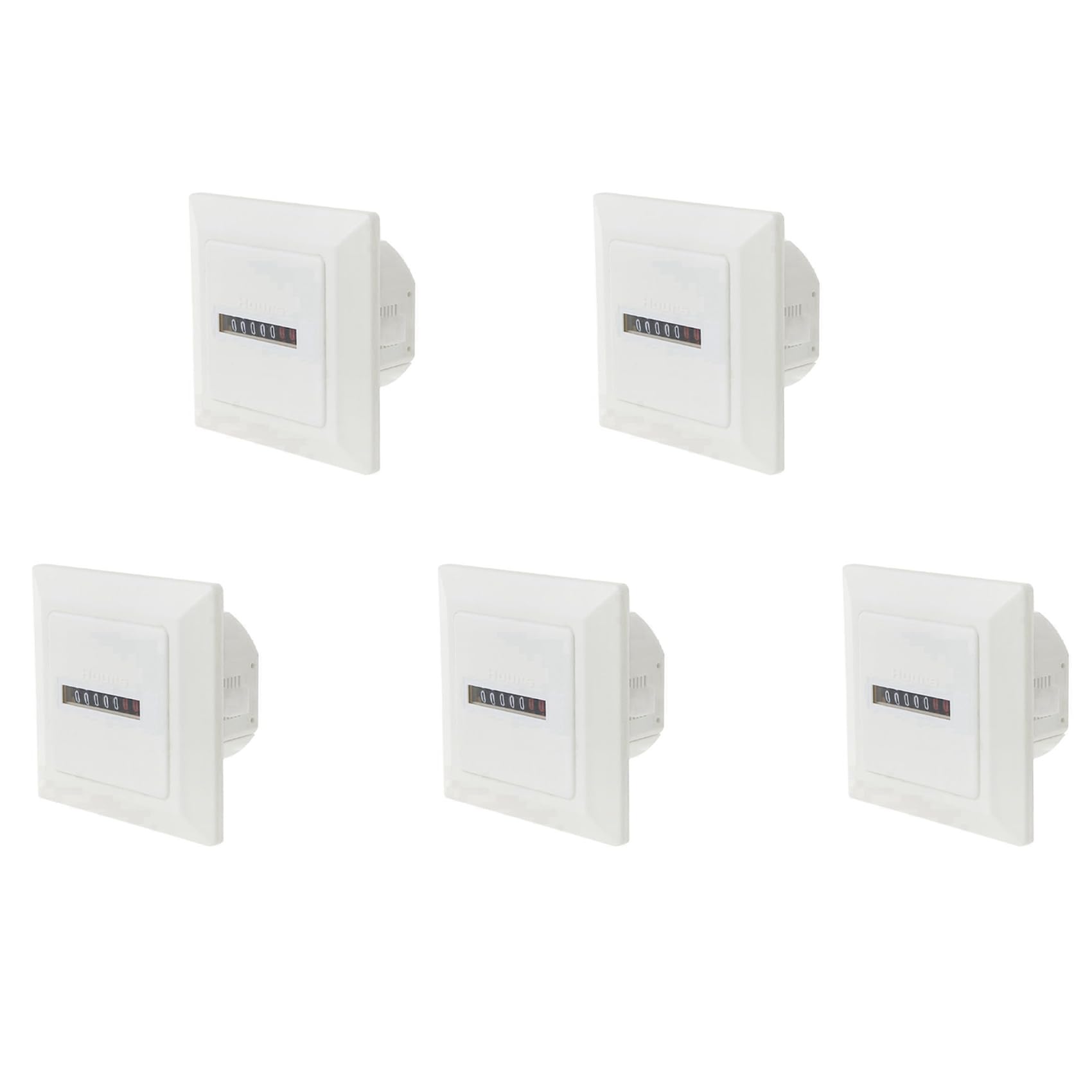Jnchdghwa 5X HM-1 Timer Square Counter Digital 0-99999.99 Gauge 0.3W AC220-240V / 50Hz AC Hour Meter Hourmeter White