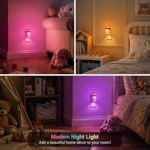 Image of JandCase Night Light for Kids,3D Mushroom Night Lights Plug into wall