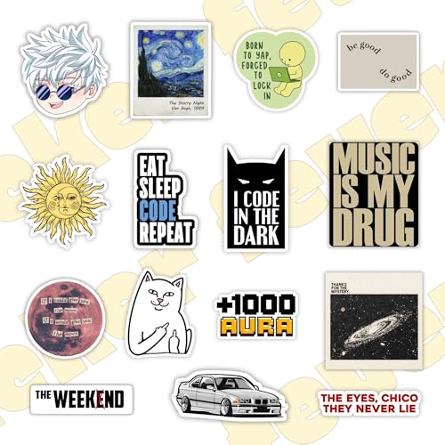 Image of Sticker Fever - Pack of 15 Cute Stickers for Laptops /Mobiles /Guitar /Journal etc. (Aesthetic)