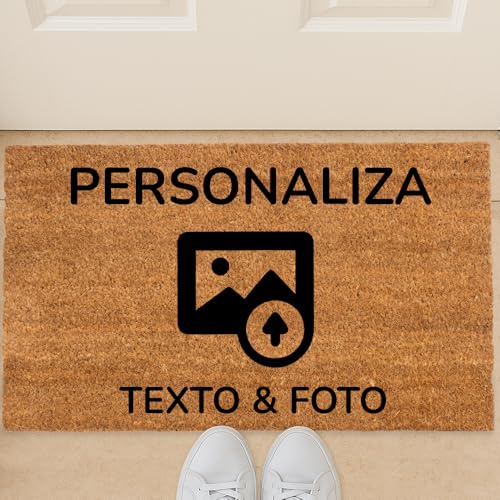 Wanapix | Felpudo Personalizado | Felpudos Impreso Original para la Entrada de Casa | Base Antideslizante | Fibras de Coco Natural | Familia con Nombre o Texto