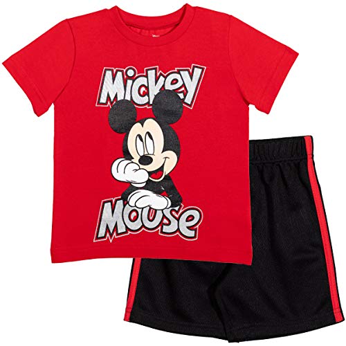 Disney Mickey Mouse Baby Boys T-Shirt Athletic Mesh Shorts Set Red 18 Months