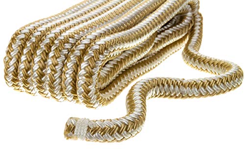 Seachoice Doppia Treccia 1/2 X 15' Nylon Dock Line, Oro/Bianco - 2
