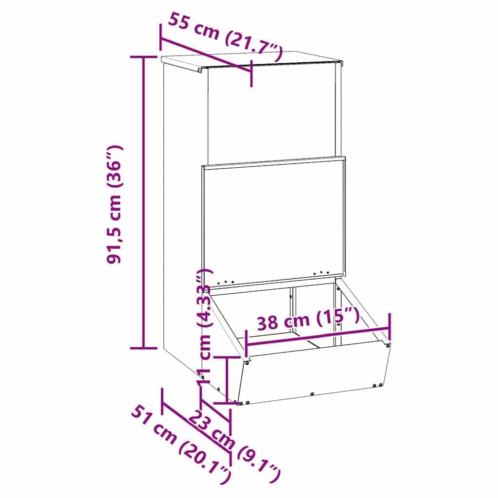 vidaXL Nutriente per Maiali Argento 55 x 38 x 76 cm Acciaio zincato, Fontanella per maiali, capiente e pratica, per esterni, resistente agli agenti atmosferici, perfetta per giardino e terrazza