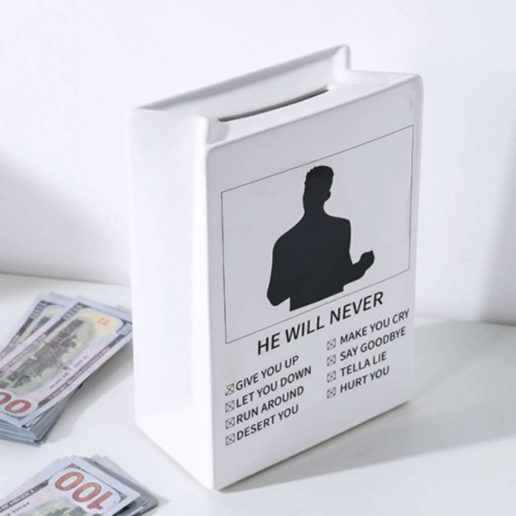 PEKJI Ceramic Piggy Bank Square Creative Coin Bank Desktop Ornaments Money Bank Home vase entryway