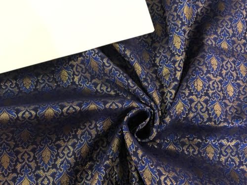 Tissu brocart de soie bleu marine BRO971 pour sublimer vos créations