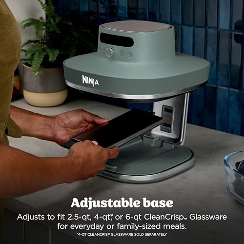 Image of Ninja Crispi Pro 6-in-1 Glass Air Fryer | With Nontoxic, 6qt & 2.5qt Containers & Lids | Microwave, Freezer, Dishwasher Safe | 450F Max Temp | 1800 Watt | Ash Grey | AS101DG