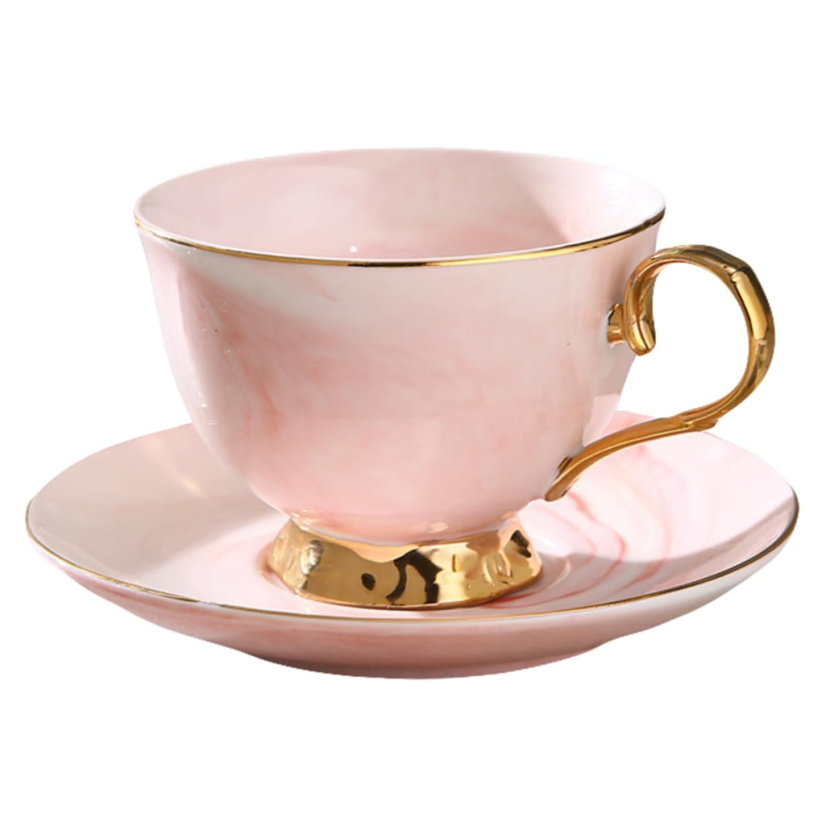 Tasse à Café Design Marbré avec Soucoupe 250ml Rouge en Céramique Style Nordique Moderne pour Thé et Boissons Chaudes