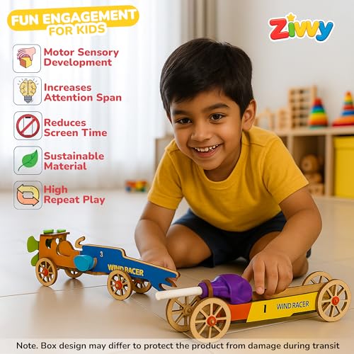 Image of Stem Toy Wind Racer (Pack of 2)| Toys for Boys 7-14 Years | Science Experiment kit | Educational Toys for 3 Year Old | Puzzle Game for Kids 7 to 10 Years