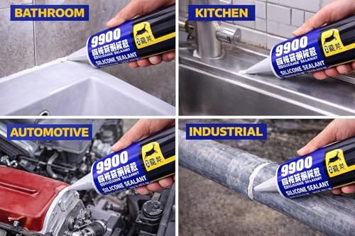 Image of Waterproof Silicone Sealant - Leakage Quick Repair Adhesive for Roof, Glass, Metal, Wood & Plastic | Weather-Resistant Neutral Cure Gap Filler for Water Tank & Outdoor Use (Multicolor)