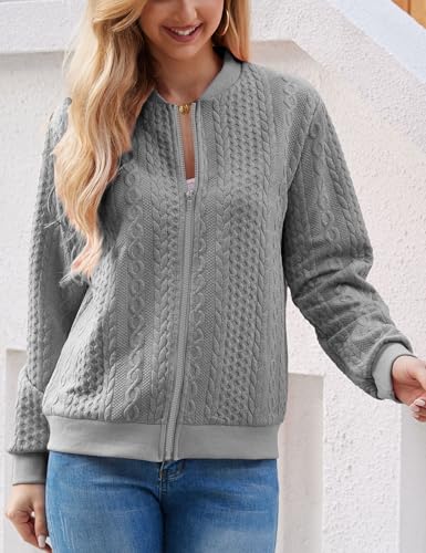 Image of WROLEM Zip Up Sweatshirts for Women Casual Outfits Cardigan Outerwear Trendy Winter Jackets Coat