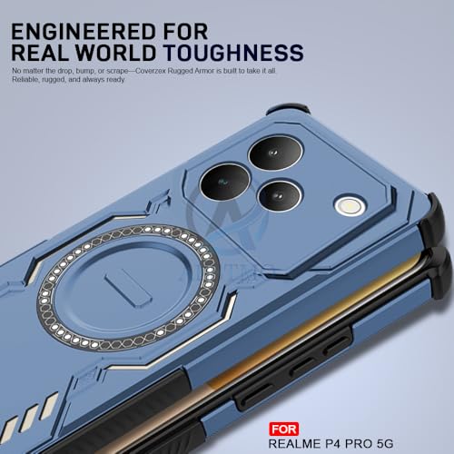 Image of AESTMO Back Case Cover for Realme P4 Pro 5G | Magnetic Case with Built-in Metal Ring | Compatible with MagSafe Accessories | Shockproof Hybrid (PC + TPU) (Blue)