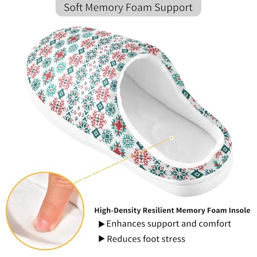 Fuzzy Memory Foam Slippers for Women/Men Pattern Of Traditional Nordic Patterns Fluffy Winter House Shoes Indoor and Outdoor3