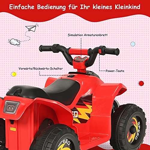 COSTWAY 6V Elektro Kinderquad 2,8-4,6 km/h, Mini Elektroquad, Kinderauto, Kindermotorrad, Kinder Quad, Elektroauto für Kinder ab 3 Jahren (Rot) – Bild 4
