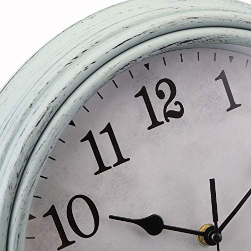 Jucoan 12 Inch Vintage Retro Wall Clock, Green Silent Non-Ticking Round Wall Clock, Battery Operated Farmhouse Rustic Style For Living Room Kitchen Home Office School #TOP2