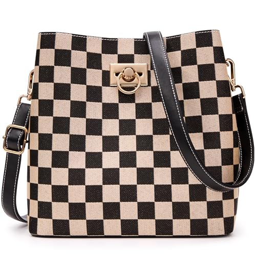 Image of KALIDI Crossbody Purses for Women Vegan Leather Bucket Bag Fashion Ladies Crossbody Handbag Shoulder Purse with Multi Pockets