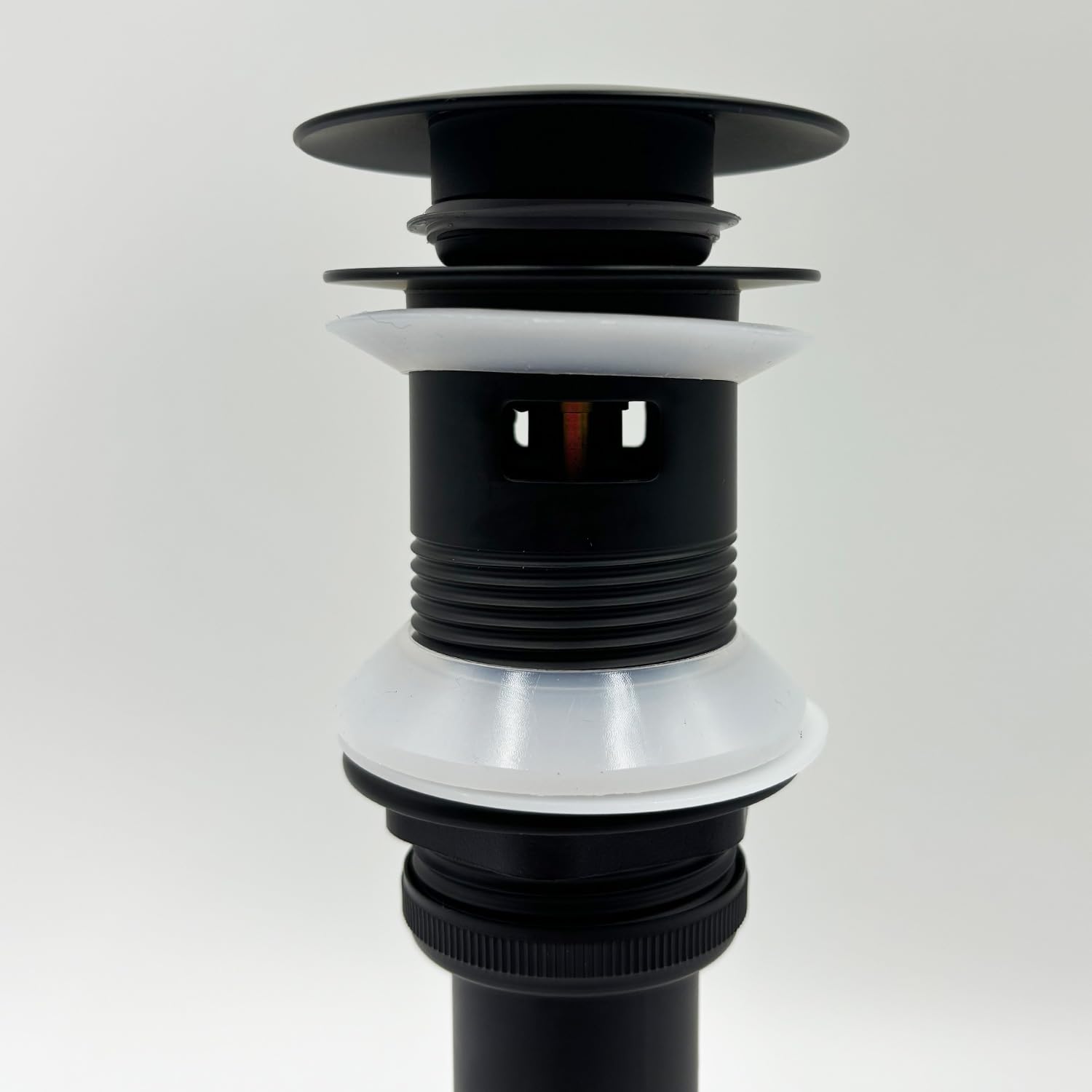 Ochine Paquete de 2 desagües para fregadero de baño con desbordamiento, tapón de drenaje desplegable de acero inoxidable, tapón de drenaje desplegable de empuje y sellado