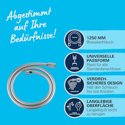 GROHE VitalioFlex Silver, Brauseschlauch 1,50m, dreifache Verdrehsicherung – Ansicht 4