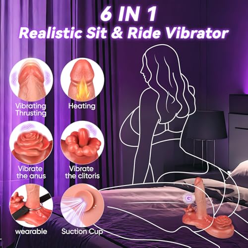 Image of Sex Toys Thick Riding Dildo - Remote Control Vibrator with Thrusting & Vibrating Realistic Dildo Adult Toys for Spot Vagina with Suction Cup and Adjustable Strap on Dildos