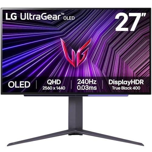 Image of LG 27 inch Ultragear OLED QHD Gaming Monitor(2560 x 1440) 240Hz, 0.03ms, G-Sync Compatible, AMD FreeSync, 1.5M:1 Contrast Ratio, HDR True Black 400, virtually Borderless,Height, Pivot,Tilt,27GS95QE