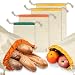 Produktbild PAMIYO Brotbeutel 4er Set,umweltfreundlicher Brotsack Obst und Gemüsebeutel fürumweltfreundlicher Brotsack mit Kordelzug Wiederverwendbare Baumwollbeutel aus Bio Baumwolle(GOTS)