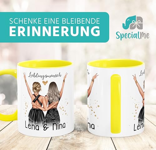 SpecialMe® Tasse beste Freundin Geschenk Geburtstag Weihnachten persönlich personalisiert Freundschaft Best Friends Weiss-innen-hellgelb… – Ansicht 2