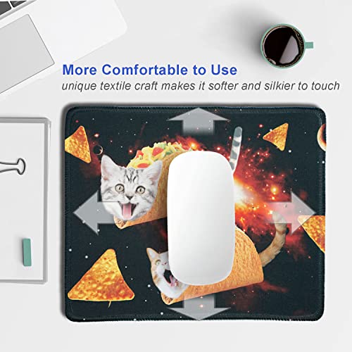 Farbiunu Small Mouse Pad For Kids,Funny Mouse Pads, Non-Slip Rubber Base Mousepad With Stitched Edge,Washable Mousepads With Lycra Cloth,8.66×7.08 In (Space Taco Cat) #TOP4