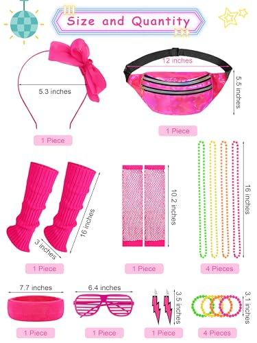 AOTHSO disfraz 80s para niñas tamaño XL color rosa miniatura 2