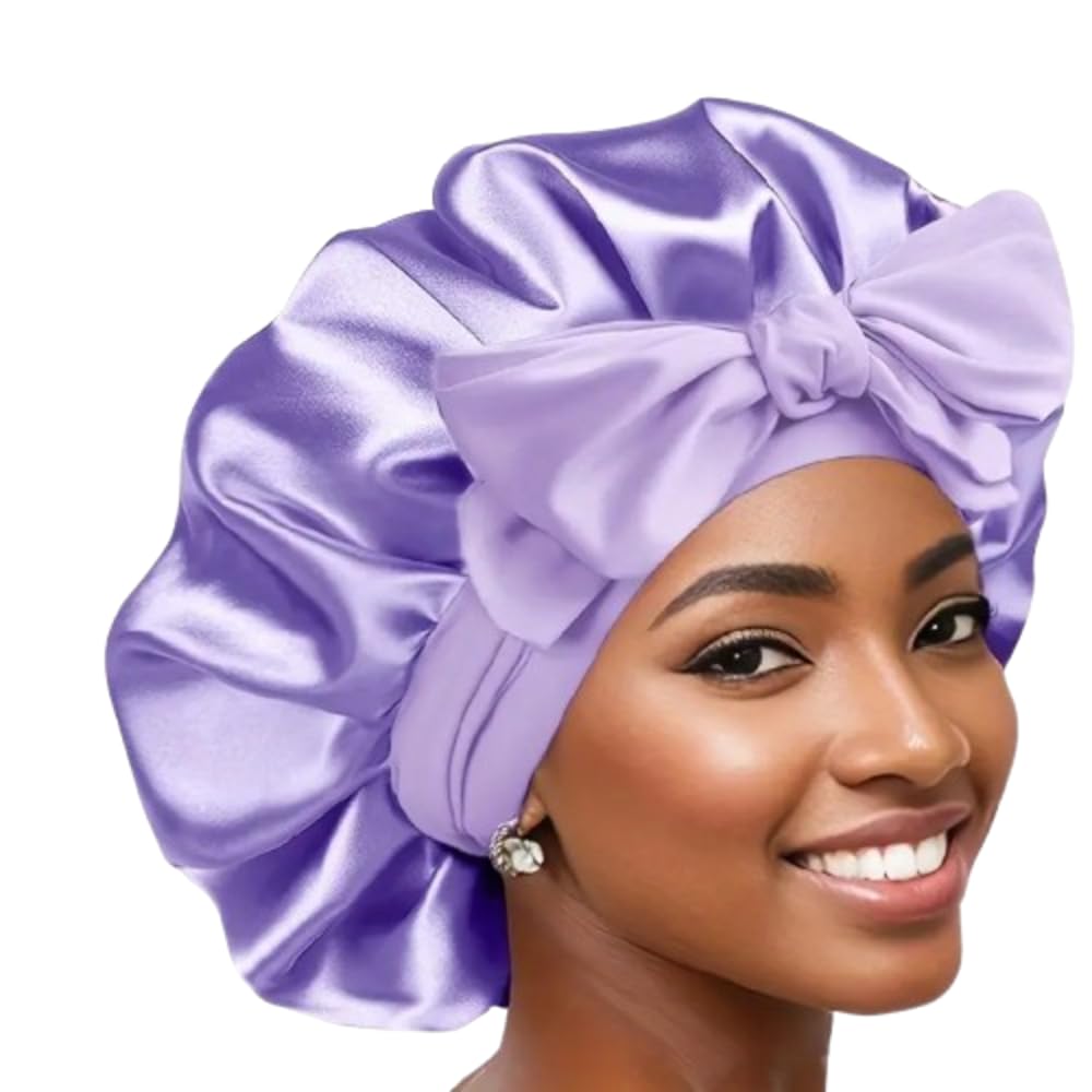 Boolavard Women's Silk Satin Bonnet for Sleeping, Violet