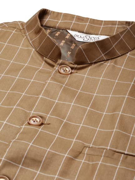 Image of SOJANYA (Since 1958, Men's Silk Blend Grey Kurta Pyjama & Silk Blend Jacket Combo