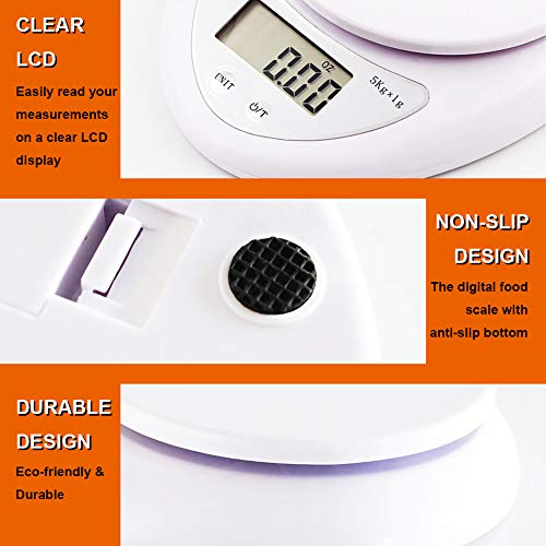 image for Roveinsia Food Scale, 11lb Digital Kitchen Scale Weight Grams and oz f