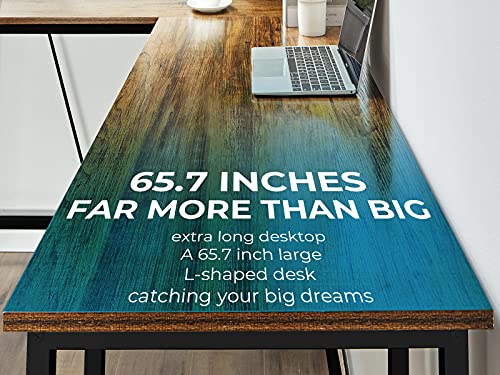 Greenforest L Shaped Computer Desk With Storage Shelves, 66 Inch Modern Large Corner Gaming Desk For Home Office Pc Workstation Space Saving Space, Walnut #TOP4