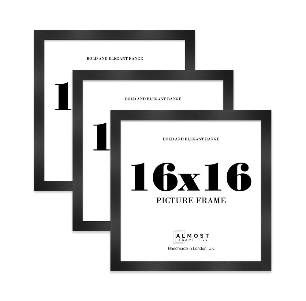 16x16 Photo Frame, Display 16x16" Pictures (22.9 x 15.2cm) Picture Frame for wall Display - Black - 3 Pack