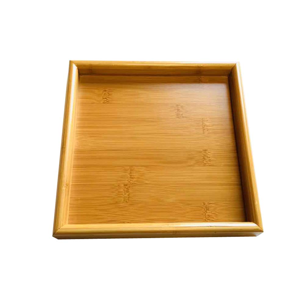 LING WEI Natural Wood Ottoman Serving Tray Wooden Tea Tray Decorative Tray Decoration Breakfast Dinner Party Fruit Food Coffee (26x26x3)