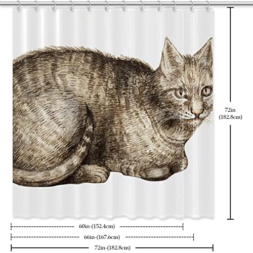 Rideau de douche imperméable pour éviter les éclaboussures motif chat marron - 7