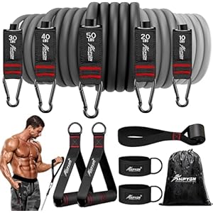 Resistance Bands, Exercise Bands with Handles, Fitness Bands, Workout Bands with Door Anchor and Ankle Straps, for Heavy Resistance Training, Physical Therapy, Shape Body, Yoga, Home Workout Set
