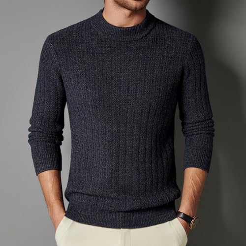 Men's Crew Neck Knit Sweater 100% Wool Autumn and Winter Warm Pullover Sweater2