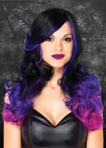 Struts Fancy Dress Womens gótico Allure púrpura Rizado Peluca