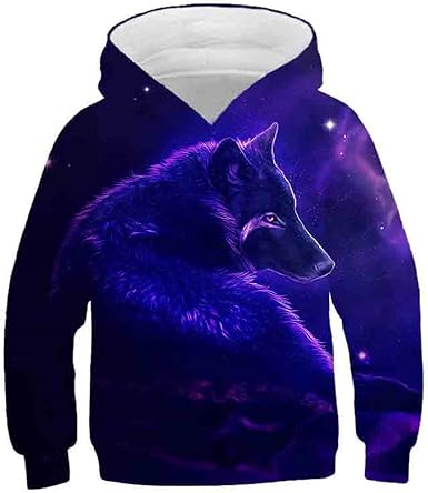 Amazon.com: Brillante Lobo Animales Niños Niñas Sudaderas 3D Impreso Otoño  e Invierno Sudadera para Niños Sudaderas : Ropa, Zapatos y Joyería