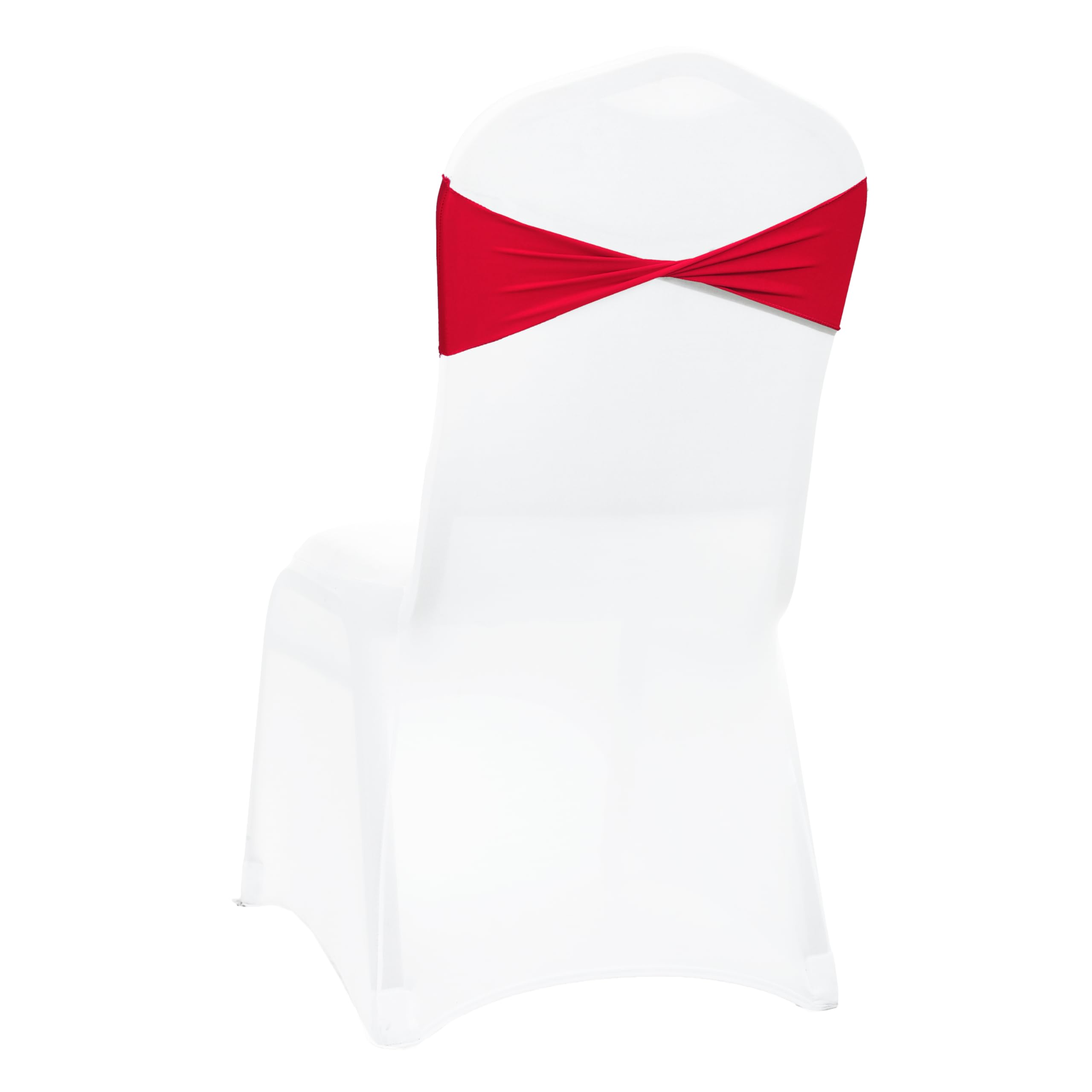VDS Pack of 100 PCS | Red | Spandex Chair Sashes Bows Without Buckle | Stretch Elastic Banquet Universal Folding Chair Band Tie with for Wedding Party