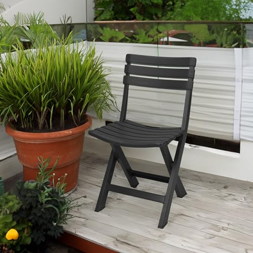 Spetebo Kunststof klapstoel, 80 x 45 cm, antraciet, tuin- en balkon, bistrostoel, inklapbaar, tuinstoel, campingstoel, outdoor, klapstoel voor tuin, balkon, terras - Afbeelding 3