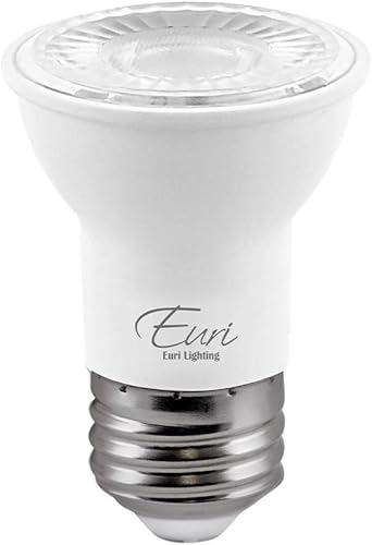 Euri Lighting EP16-7W4000ew LED regulable PAR16 E26 base, 7 W (50 W iguales), blanco suave (3000 K), 500 lm, 80CRI, ángulo de haz de 40, UL con